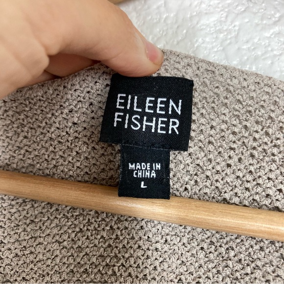 Eileen Fisher Silk Blend Knitted Ivory Sweater Women's Large Long Sleeves V neck - Picture 15 of 16